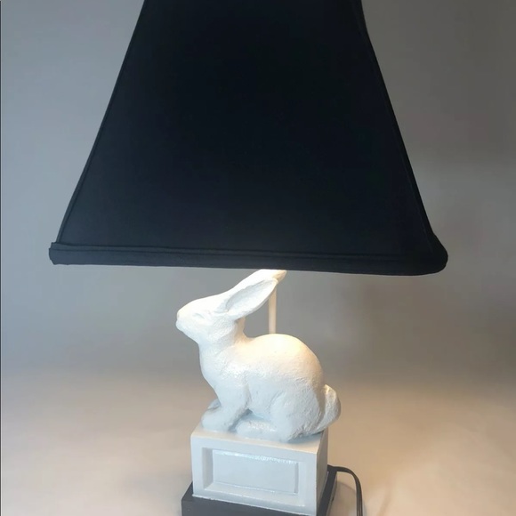 UTTERMOST white bunny lamp black linen lampshade - Picture 5 of 12